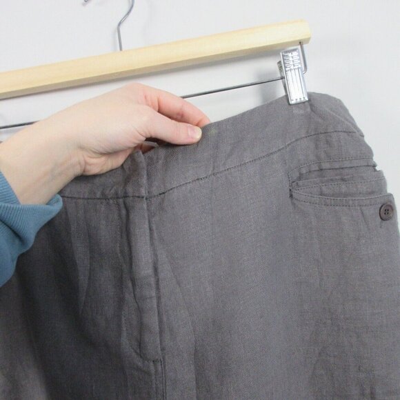 Eileen Fisher Linen Twill Pencil Mini Skirt L Gray Classic Preppy Casual 306 - Picture 7 of 12